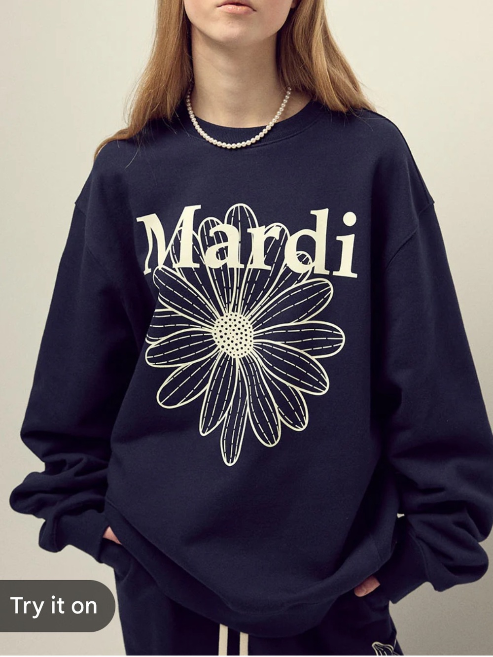 MARDI OVERSIZED SWEATSHIRT FLOWERMARDI NAVY IVORY